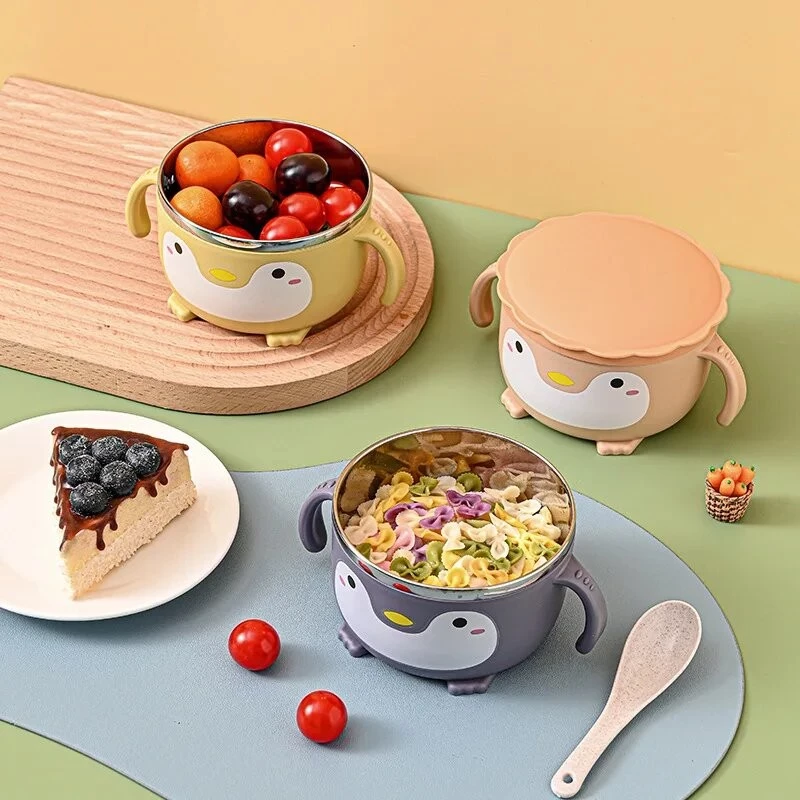 Marmita térmica com formato de pinguim com alças e tampa de alta vedação